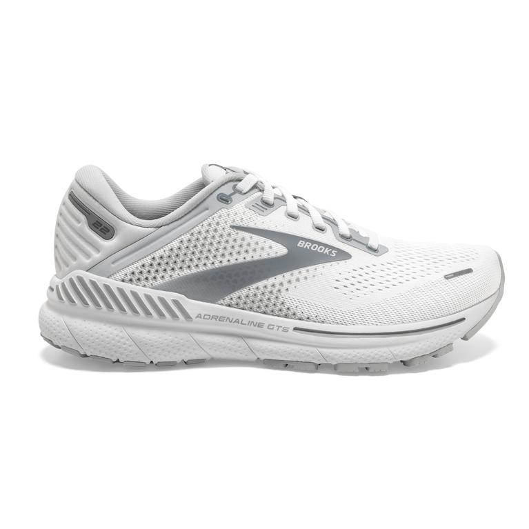 Brooks Adrenaline GTS 22 Supportive Women's Road Running Shoes - White/Oyster/Primer Grey (08521-FLI